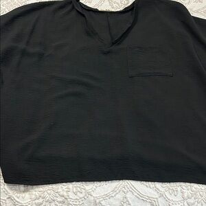 Eesome Black V-Neck Top with Pocket Detail